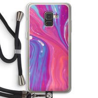 Paarse stroom: Samsung Galaxy A8 (2018) Transparant Hoesje met koord