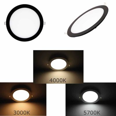 LED paneel rond 15W 240mm inbouw 950, 990, 1130 Lm kleur instelbaar 3000K, 4000K en 5700K dimb. zw