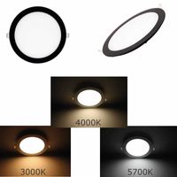 LED paneel rond 15W 240mm inbouw 950, 990, 1130 Lm kleur instelbaar 3000K, 4000K en 5700K dimb. zw