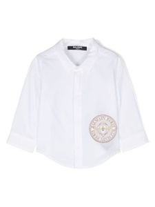 Balmain Kids chemise en coton à patch logo - Blanc