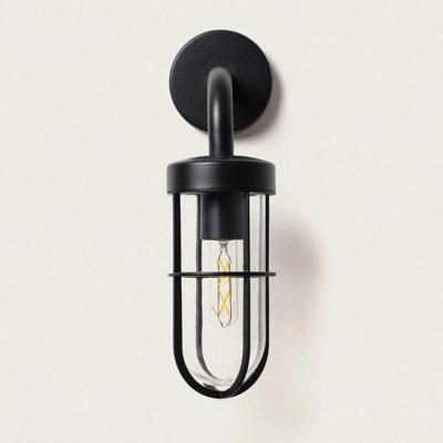 Industriele kooi wandlamp buiten zwart met E27 fitting &apos;Baresi&apos;