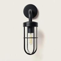 Industriele kooi wandlamp buiten zwart met E27 fitting &apos;Baresi&apos;