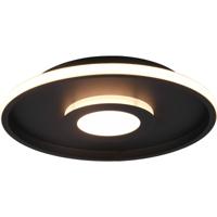 LED Plafondlamp Mat Zwart Badkamer - 35W Dimbaar IP44 Warm Wit