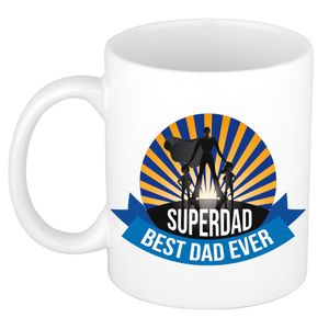 Superdad, best dad ever vaderdag cadeau mok / beker wit