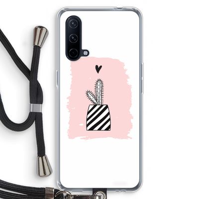 Zwart-wit cactus: OnePlus Nord CE 5G Transparant Hoesje met koord