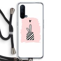 Zwart-wit cactus: OnePlus Nord CE 5G Transparant Hoesje met koord
