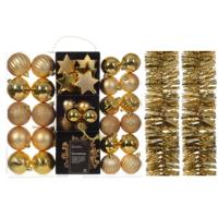 Kerstversiering- goud - kerstballen, ornamenten, slingers- kunststof - Kerstbal