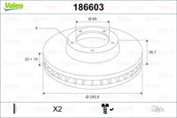 Remschijf VALEO, Remschijftype: Geventileerd: , Inbouwplaats: Vooras, u.a. fÃ¼r Seat, Audi, Skoda, VW