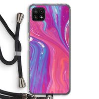 Paarse stroom: Samsung Galaxy A22 5G Transparant Hoesje met koord