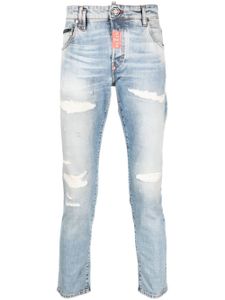 Philipp Plein jean skinny à effet usé - Bleu