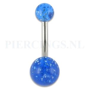 Navelpiercing acryl glitter blauw