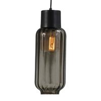 Masterlight Zwarte design hanglampLett ll met smoke glas - 93263