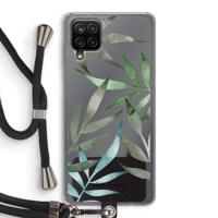 Tropical watercolor leaves: Samsung Galaxy A12 Transparant Hoesje met koord - thumbnail