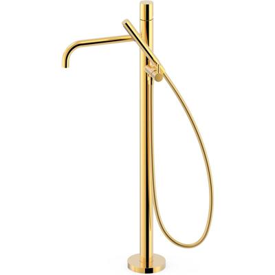 Vrijstaande badkraan Tres Study Exclusive | Hoogte uitloop 67.4 cm | Draaibare uitloop | Mengkraan | Rond | 24k Goud glans