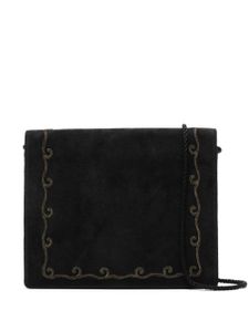 Christian Dior Pre-Owned sac porté épaule en daim à détail brodé (années 1970) - Noir