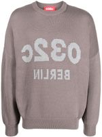 032c pull Selfie à logo en jacquard - Gris