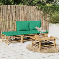 4-delige Loungeset met kussens bamboe groen