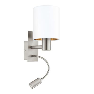 Eglo WandlampPasteri witte kap met leeslampje - 96484