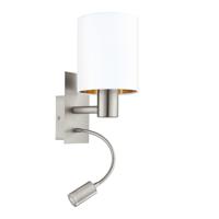 Eglo WandlampPasteri witte kap met leeslampje - 96484