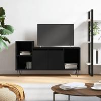 Tv-meubel 100x35x55 cm bewerkt hout zwart - thumbnail