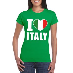 Groen I love Italie fan shirt dames