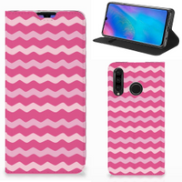 Huawei P30 Lite New Edition Hoesje met Magneet Waves Pink