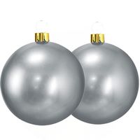 Mega grote decoratie kerstballen - 2x st - 45 cm - zilver - opblaasbaar - thumbnail