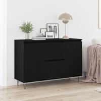 Dressoir met lade Zwart eiken 101.5 x 35 x 70 cm Bewerkt hout