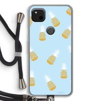 Ananasjes: Pixel 4a Transparant Hoesje met koord