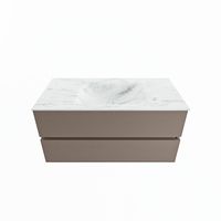 MONDIAZ VICA-DLUX 100cm badmeubel onderkast Smoke 2 lades. Inbouw wastafel CLOUD midden 1 kraangat, kleur Opalo. MONDIAZ VICA-DLUX 100cm badmeubel onderkast Smoke 2 lades. Inbouw wastafel CLOUD midden 1 kraangat, kleur Opalo.