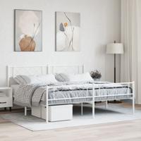 Bedframe met hoofd- en voeteneinde metaal wit 183x213 cm Bedframe met hoofd- en voeteneinde metaal wit 183x213 cm