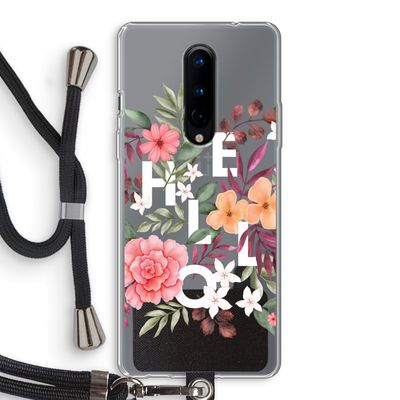Hello in flowers: OnePlus 8 Transparant Hoesje met koord