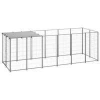 VidaXL Hondenkennel 330x110x110 cm staal zilverkleurig