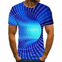 Voor heren T-shirt Grafisch 3D Print 3D Ronde hals Geel Blozend Roze Rood blauw Paars 3D-afdrukken Grote maten Dagelijks Korte mouw Kleding Basic Lightinthebox