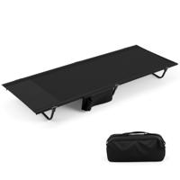 Ultralicht Veldbed Campingbed met Zijzak Draagbaar Opklapbed 150 kg Draagvermogen Zwart
