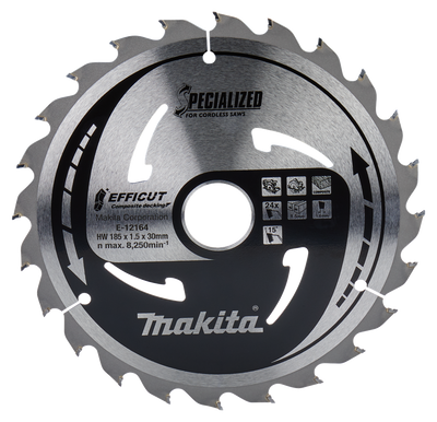 Makita Accessoires Cirkelzaagblad WPC | Efficut 185x30x1,5 24T 15g - E-12164 E-12164
