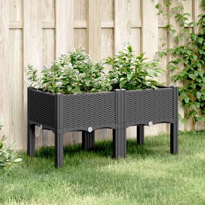 VidaXL Plantenbak met poten 80x40x42 cm polypropeen zwart