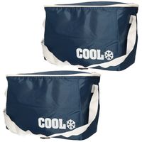 Set van 2x stuks kleine koeltassen voor lunch navy blauw 30 x 16 x 22 cm 8 liter