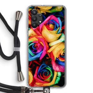 Neon bloemen: Samsung Galaxy A32 5G Transparant Hoesje met koord