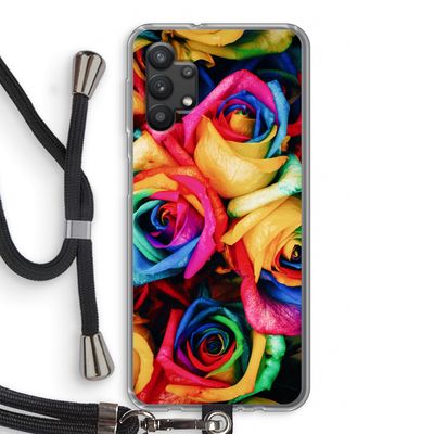 Neon bloemen: Samsung Galaxy A32 5G Transparant Hoesje met koord