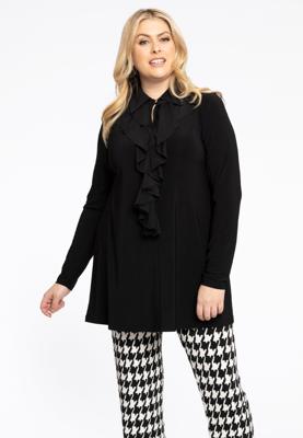 Yoek Tuniek met ruches | Zwart | Maat 42/44