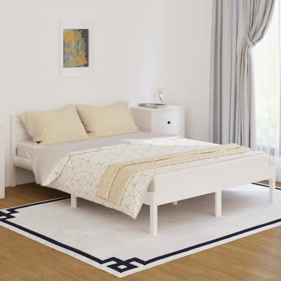 Bedframe massief grenenhout wit 140x200 cm
