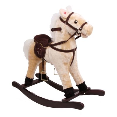 Small Foot houten schommelpaard pluche shaggy