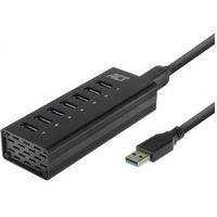 ACT USB Hub 3.2, 7x USB-A, met stroomadapter, zwart - thumbnail