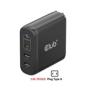 club3D CAC-1912 Laptop netvoeding 100 W Binnen Aantal uitgangen: 2 x, 2 x USB-A, USB-C GaN, USB Power Delivery (USB-PD)