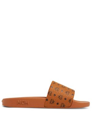 MCM claquettes à logo imprimé - Marron