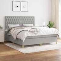 Boxspring met matras stof lichtgrijs 180x200 cm