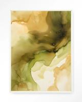 Urban Cotton Wandkleed 'Green Flow' 80 x 110cm in Floating Frame - off white