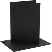 Creativ Company Kaarten en enveloppen, afmeting kaart 12,7x17,8 cm, afmeting envelop 13,3x18,5 cm, 230 gr, zwart, 4 set/ 1 doos