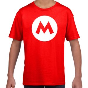 Mario loodgieter carnaval verkleed shirt rood voor kinderen XL (158-164)  -